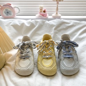 复古系带阿甘德训鞋女夏季新款百搭薄底网鞋